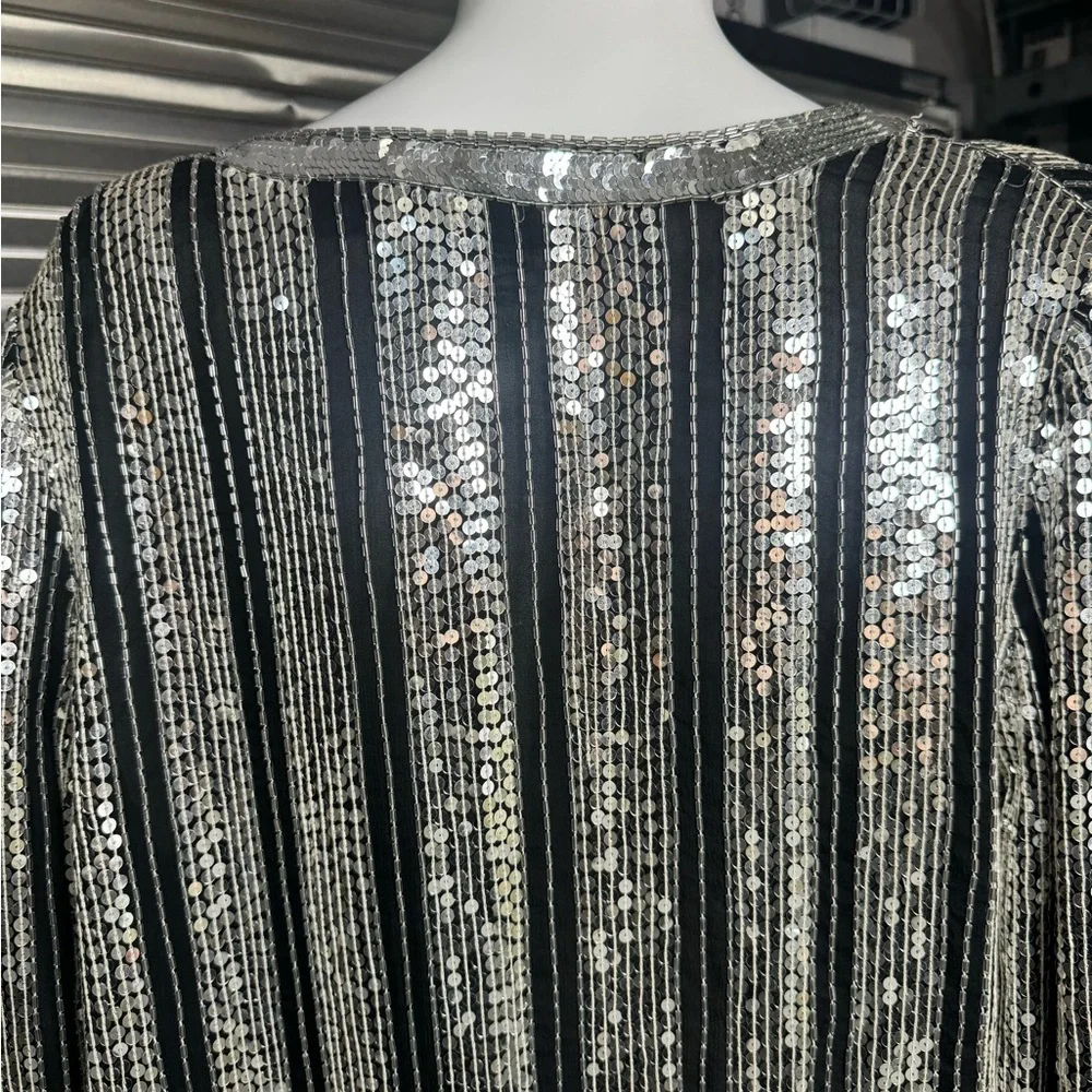 Judith Ann Creations 100% Pure Silk Sequin Beaded Blazer Medium Vintage - Picture 7 of 9